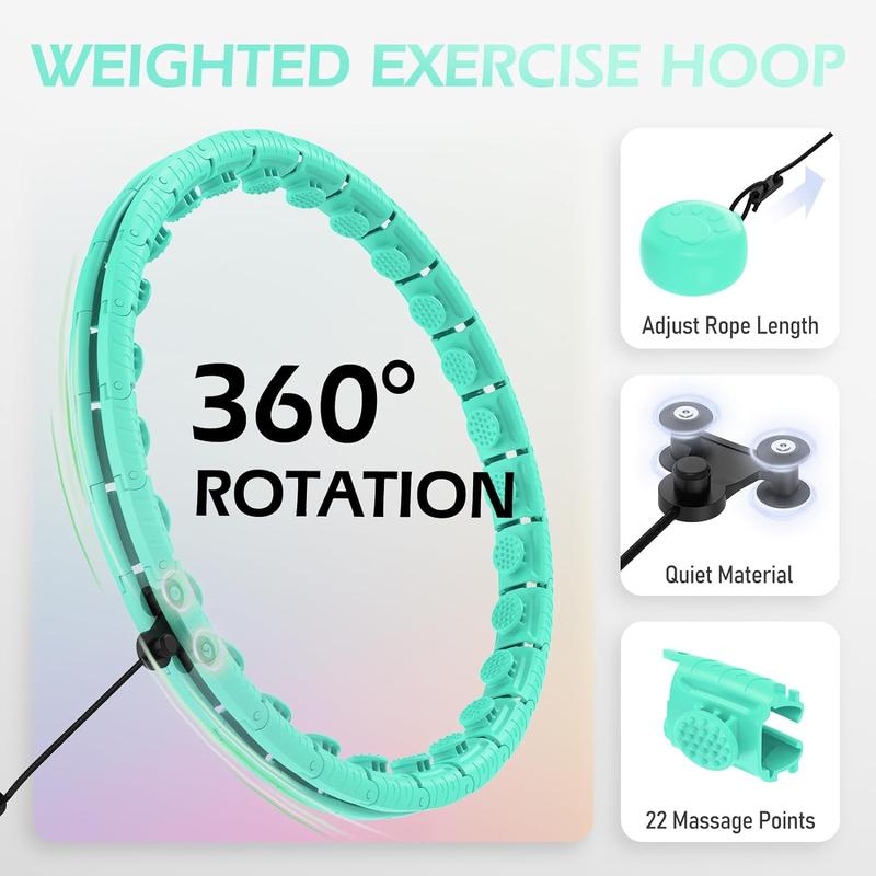 Weighted Hula Circle with 32 Links(66 Inch), Sweet Weight Ball, for Adults Weight Loss, Infinity Fitness Hoop Plus Size for Women Smart Exercise Equipment hoolahoop j phula