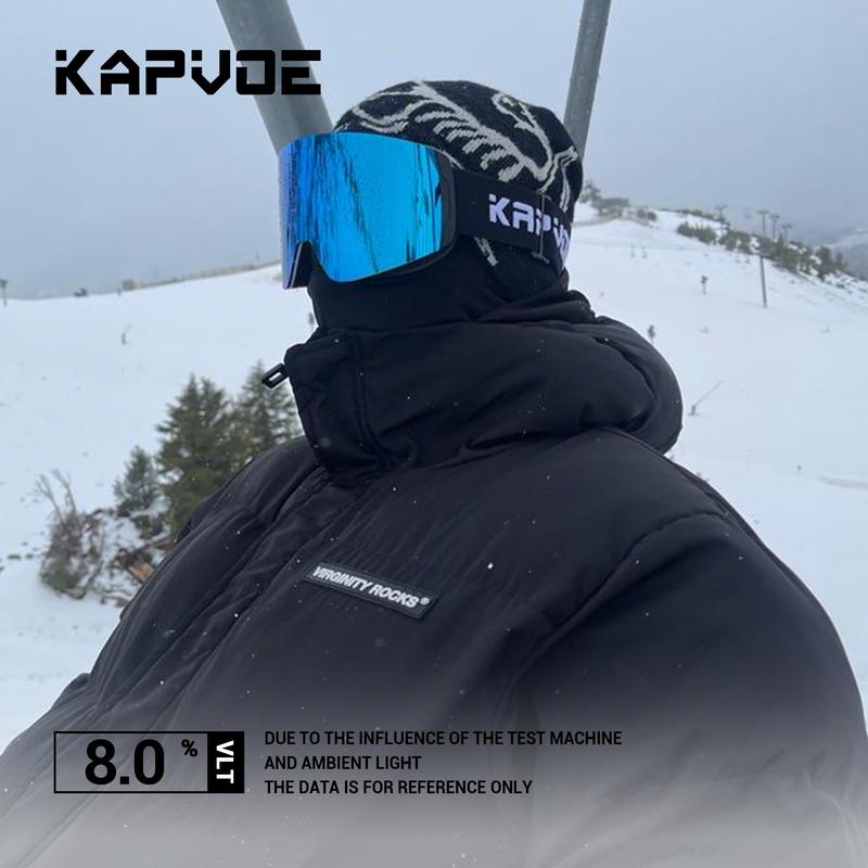 Kapvoe OTG Ski Snowboard Goggles Women Men Skiing Eyewear UV400 Snow Protection Glasses Adult Double-layer Magnetic Lens Glasses