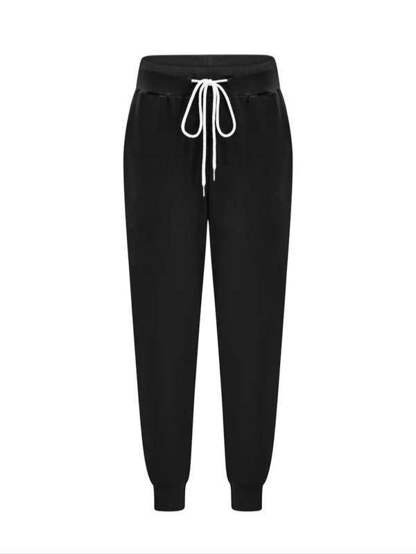 Solid Drawstring Waist Jogger Pants, Casual Pocket Sweatpants for Fall & Winter, Women's Trousers for Daily Wear