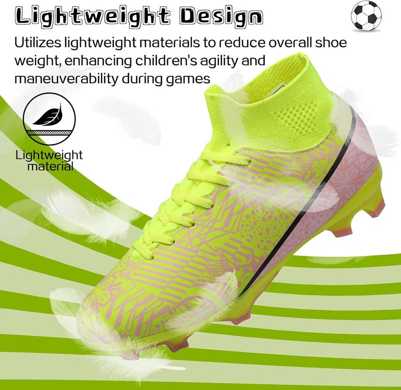 Boys Girls Soccer Cleats Lace Up Cleats Outdoor Football Shoes