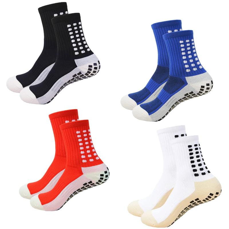 Soccer Grip Socks,Shin Guard Sleeves for Football Basketball for Men and Women Black White One Size