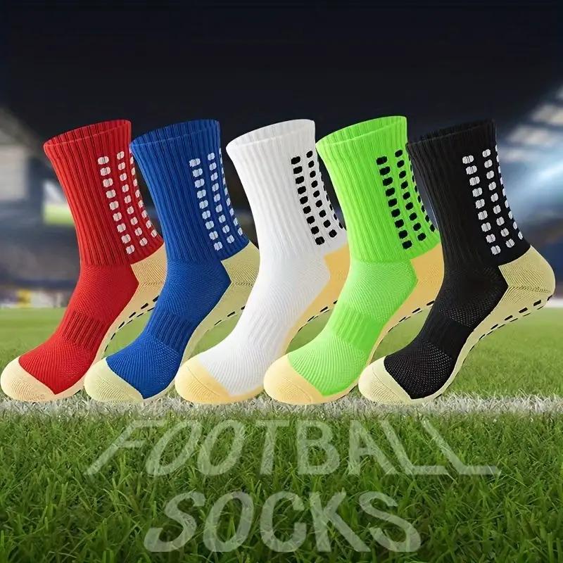 Men's grip Soccer Socks 6 Counts Non Skid Socks Anti Slip Non Slip Grip Pads for Football Basketball Sports Socks