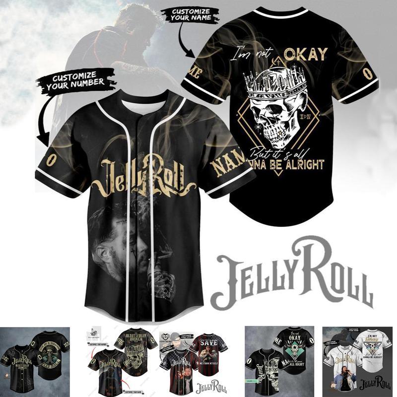 14 Designs Jelly Roll Im Not Okay Limited Edition Baseball Jersey Halloween Gifts Jelly Roll Jersey Jelly Roll Concert Shirt Jelly Roll Shirt Custom Jersey Western Jersey For Men Women