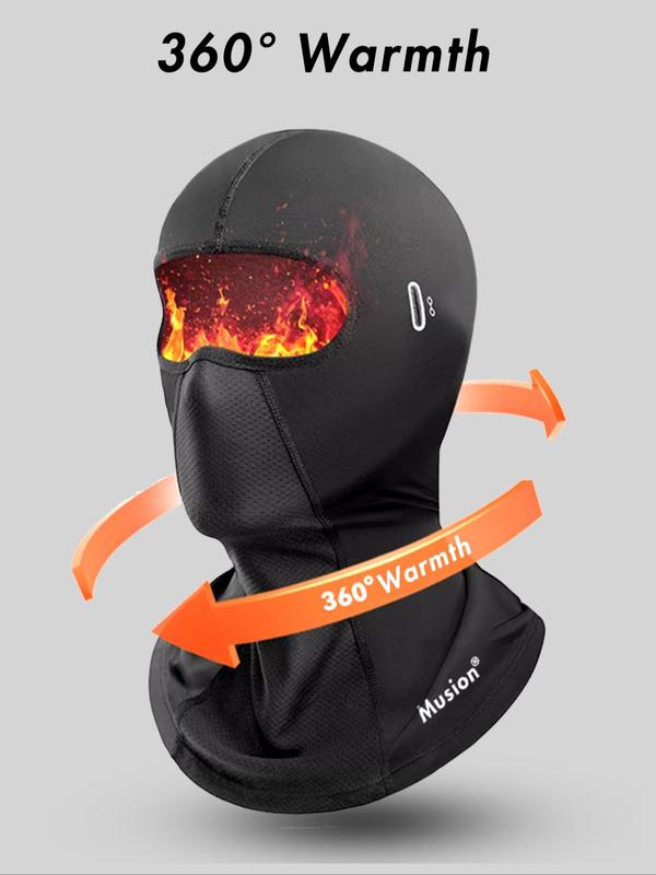 Windproof Thermal Balaclava with Glasses Hole, Stretch Fleece Face Mask, Warm Neck Warmer for Motorcycle Riding and Outdoor Sports